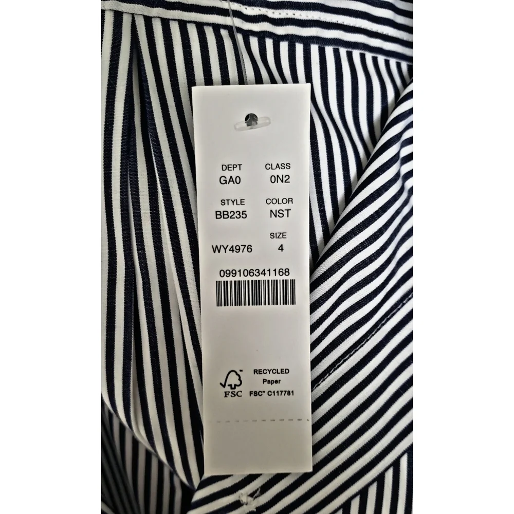 31. J.Crew Classic-fit collarless puff-sleeve shirt in stripe - Picture 6 of 6